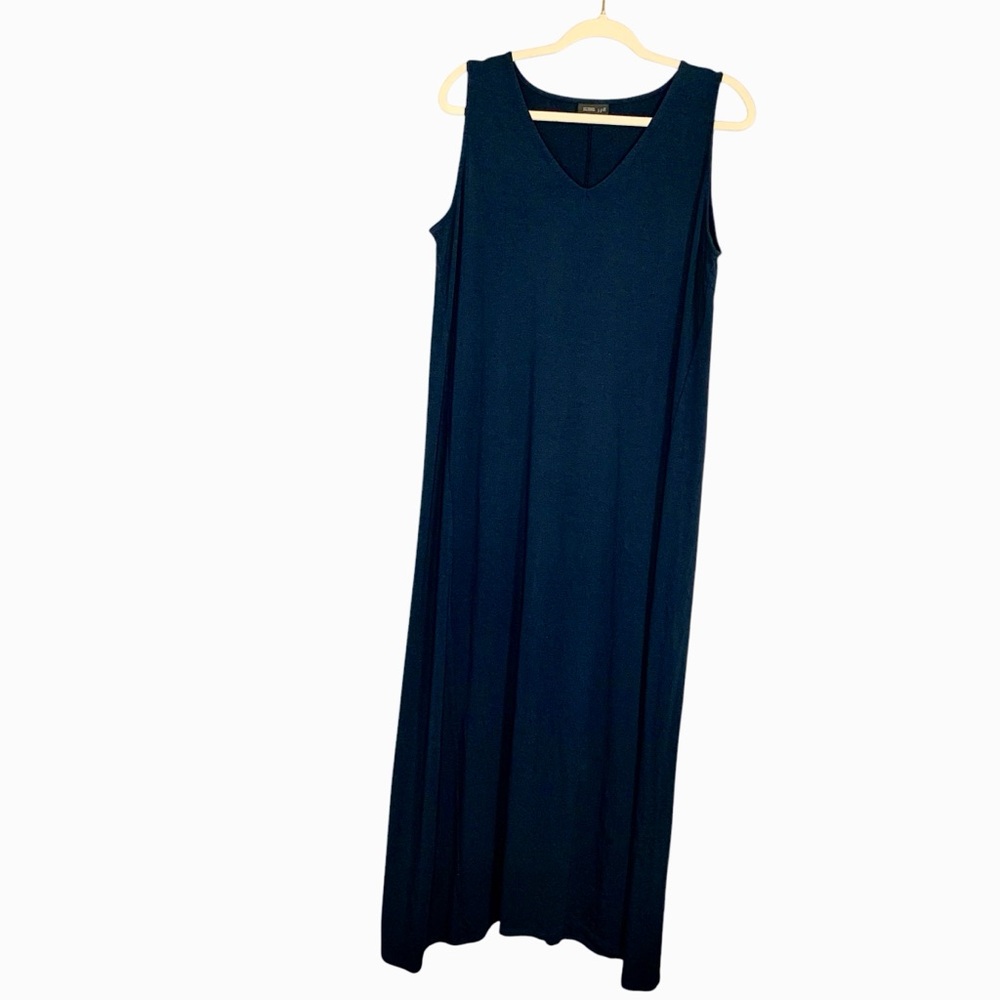 J. Jill Wearever‎ Collection navy blue knit vneck sleeveless maxi dress. Size LT